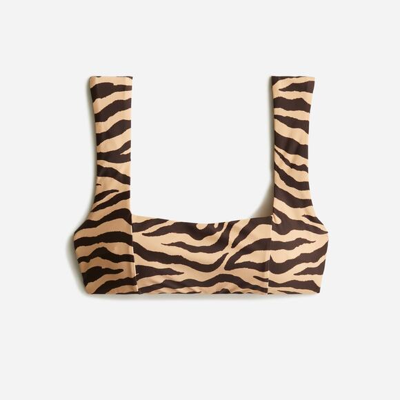 J. Crew Other - J. Crew Tan Brown / Black Squareneck Bikini Top in Zebra Stripe Size 2X